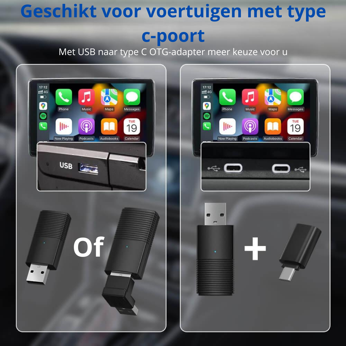 Draadloos carplay voor android en iphone