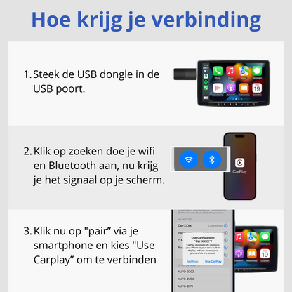Draadloos carplay voor android en iphone